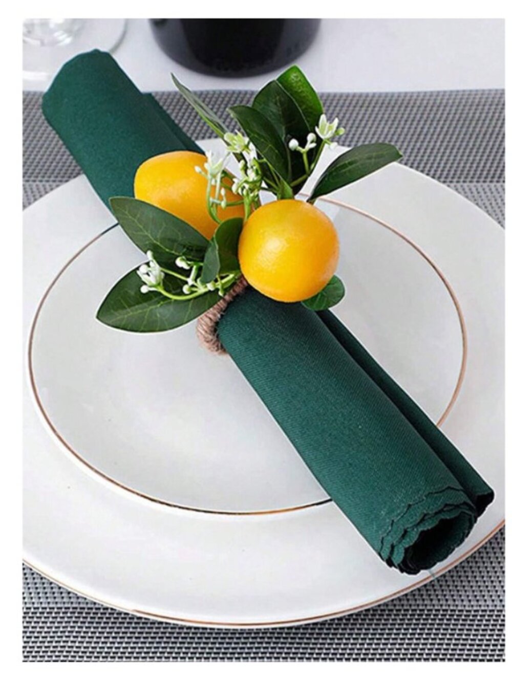 SET of 6 Summer Home Handmade Tropical Fruit Two Lemons Napkin Ring Holders